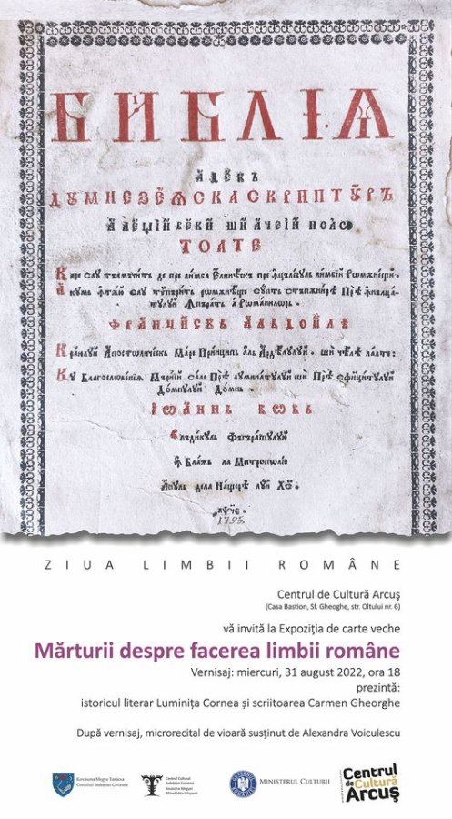 Expoziție de carte veche „Mărturii despre facea limbii române”, la Sfântu Gheorghe