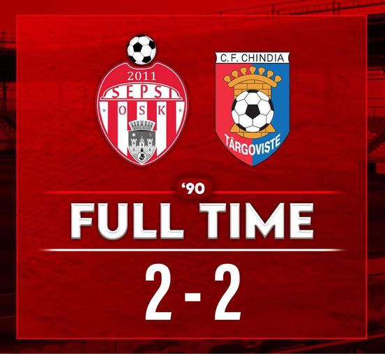 Sepsi OSK – Chindia Târgoviște 2-2, în etapa 25 din Superliga. Covăsnenii rămân fără victorie din luna decembrie