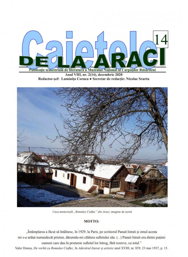 Apariția unui nou număr din „Caietele de la Araci”, publicația de literatură a Muzeului Național al Carpaților Răsăriteni