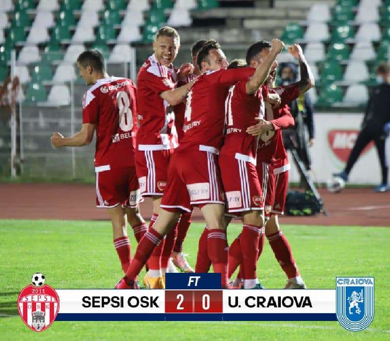 Fotbal – Liga I: Sepsi OSK Sfântu Gheorghe – Universitatea Craiova 2-0, în play-off