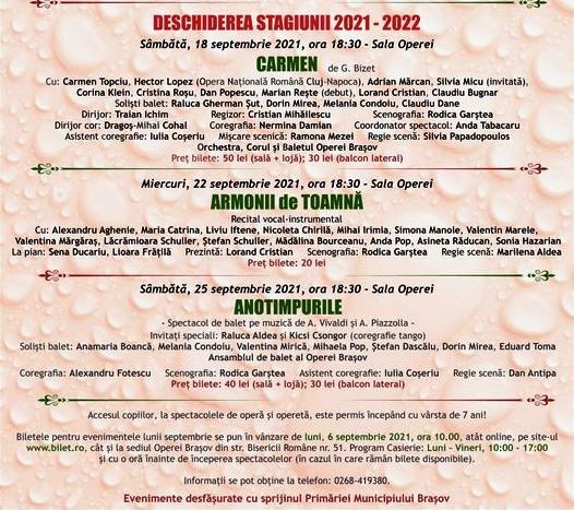 O nouă  Stagiune la Opera Brașov