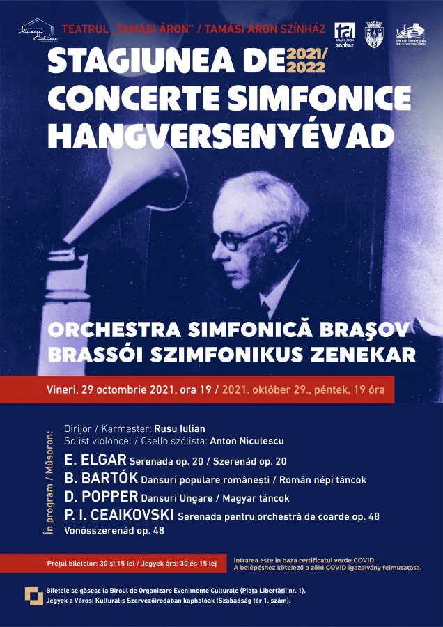 Concert al Orchestrei Simfonice Brașov la Teatrul „Tamási Áron”, astăzi