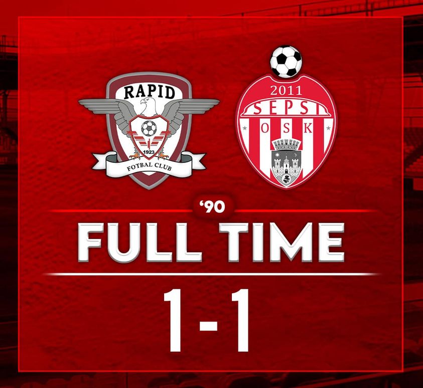 Fotbal – Liga I: Rapid Bucureşti – Sepsi OSK Sfântu Gheorghe 1-1