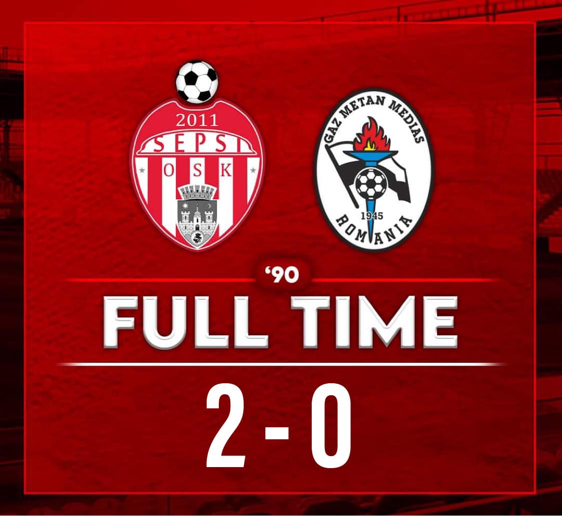 Fotbal – Liga I: Sepsi OSK Sfântu Gheorghe – Gaz Metan Mediaş 2-0