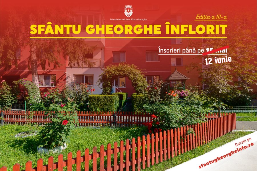 Înscrierile la concursul „Sfântu Gheorghe înflorit”, prelungite până pe 12 iunie