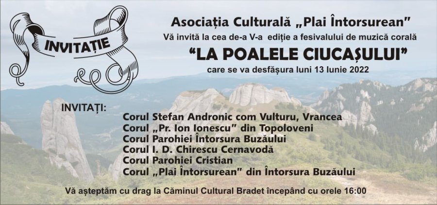,,La Poalele Ciucașului”- Festival de muzică corală la Întorsura Buzăului, în luna iunie