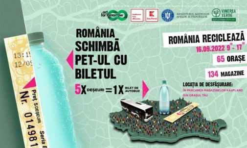 Săptămâna Europeană a Mobilității va fi sărbătorită la nivel național printr-o campanie inedită desfășurată în 65 de orașe din țară – România Schimbă PET-ul cu biletul 